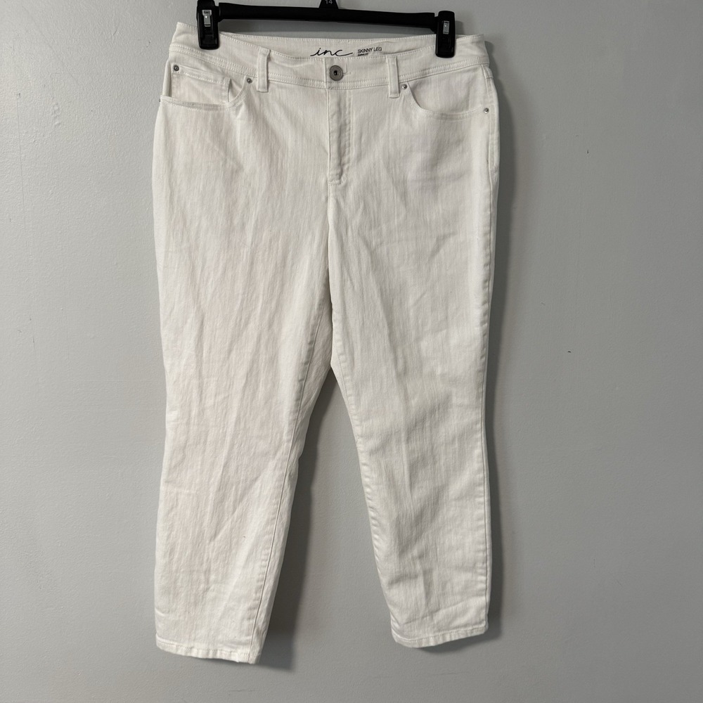 INC International Concepts Women's White Cropped Skinny Leg Curvy Fit Jeans 12